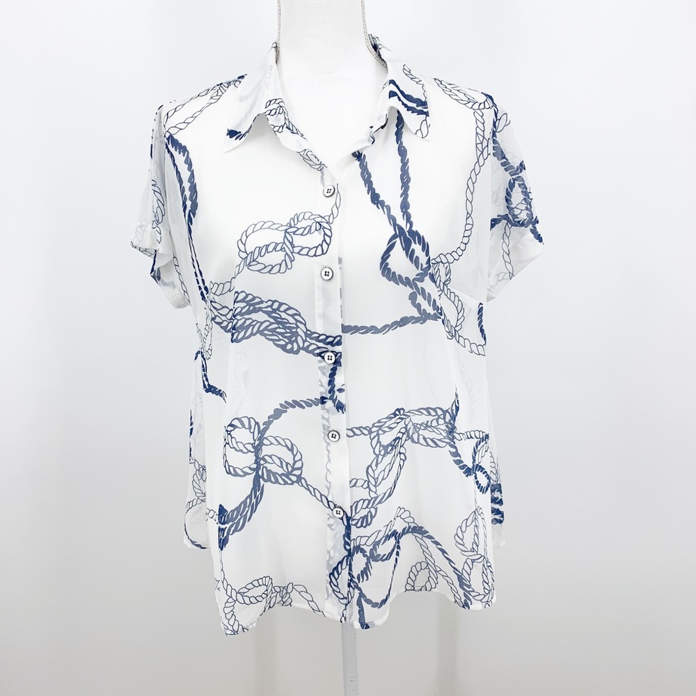 Cabi Boating Button Down Nautical Print Size S - image 5